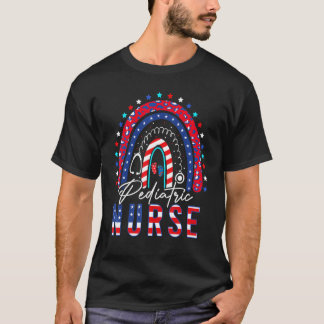 Rainbow Stethoscope Patriotic Paediatrics Nurse 4t T-Shirt