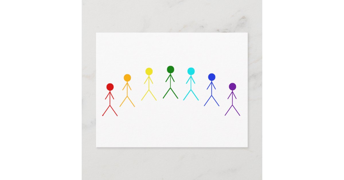 Rainbow Stick Figures 2 Postcard Zazzle