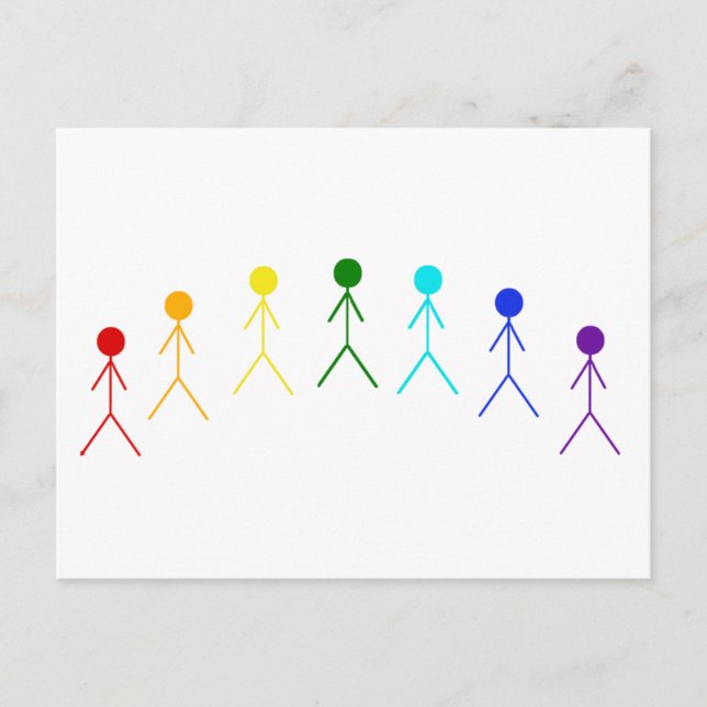 Rainbow Stick Figures - 2 Postcard (Front)