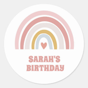 RAINBOW STICKER PASTLE PINK CUSTOM TEXT heart