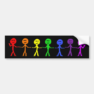Rainbow Stickmen Bumper Sticker