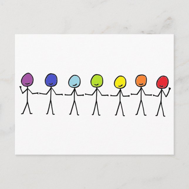Rainbow Stickmen Postcard (Front)
