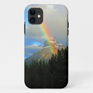 Rainbow & Storm Clouds Over Snowy Canada Mountain iPhone 11 Case