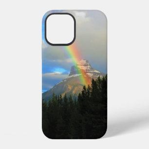Rainbow & Storm Clouds Over Snowy Canada Mountain iPhone 12 Case