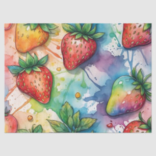 Rainbow Strawberries Decoupage  Tissue Paper