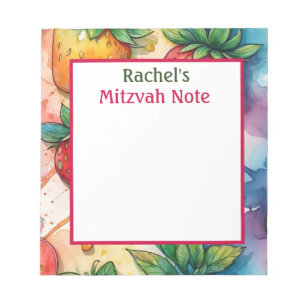 Rainbow Strawberries Mitzvah Note Girls Notepad