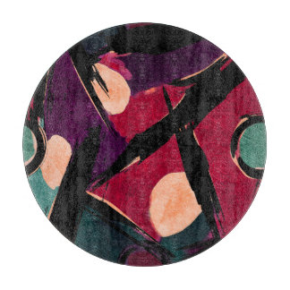 Rainbow Streaks: Abstract Acrylic Texture Cutting Board