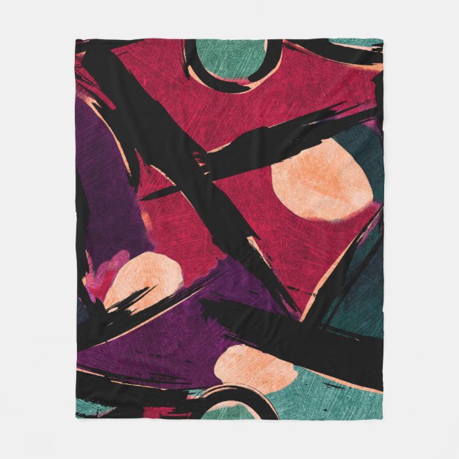 Rainbow Streaks: Abstract Acrylic Texture Fleece Blanket (Front)