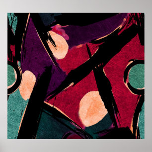 Rainbow Streaks: Abstract Acrylic Texture Poster