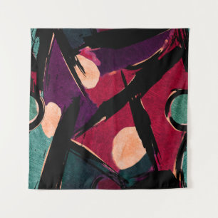 Rainbow Streaks: Abstract Acrylic Texture Tapestry