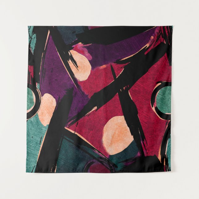 Rainbow Streaks: Abstract Acrylic Texture Tapestry (Front)