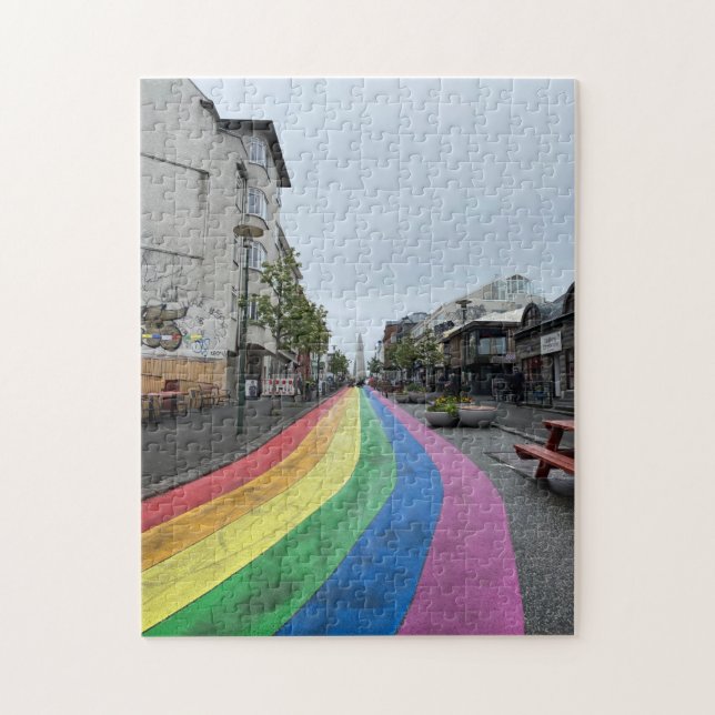 Rainbow Street in Reykjavik Iceland Jigsaw Puzzle (Vertical)