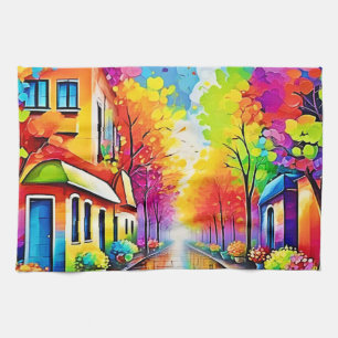 Rainbow Street: Vivid Town Tea Towel