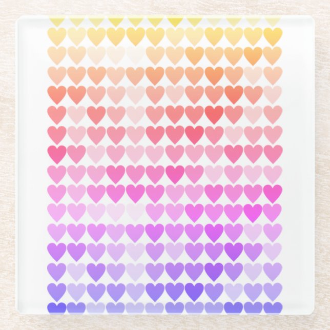 Rainbow String of Hearts Pattern Coasters (Front)