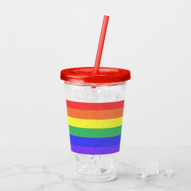 Rainbow Stripe Acrylic Tumbler (Back Ice)