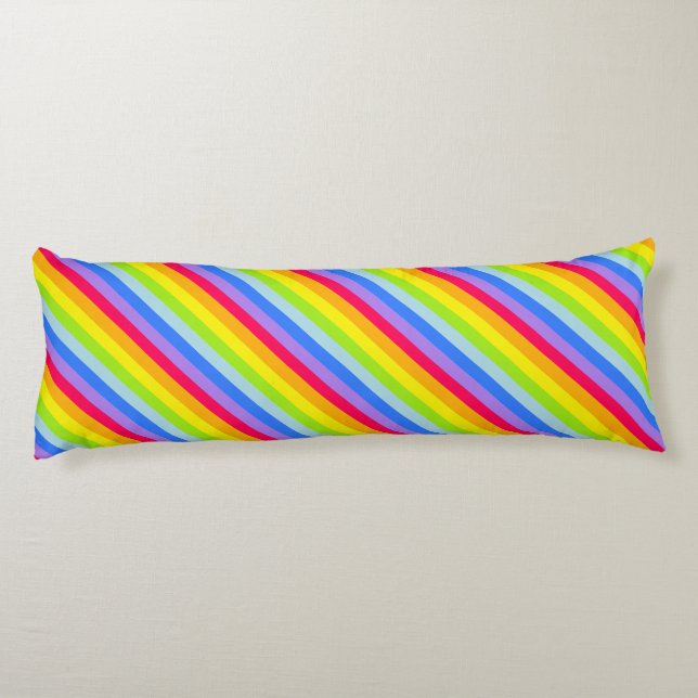 Rainbow stripe bright long body pillow (Back)