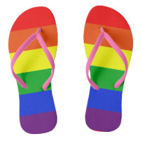 Rainbow stripe flip flops