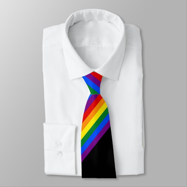 Rainbow Stripe Gay Pride Business Office Work Tie (Tied)