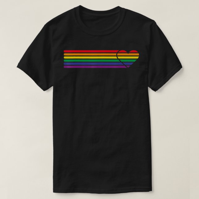 Rainbow Stripe Heart Pride Gay Flag LGBTQ Unity Cl T-Shirt (Design Front)
