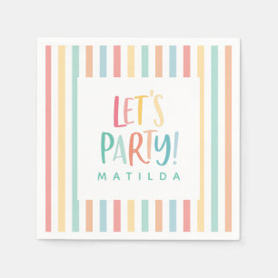 Rainbow stripe lets party birthday party napkin