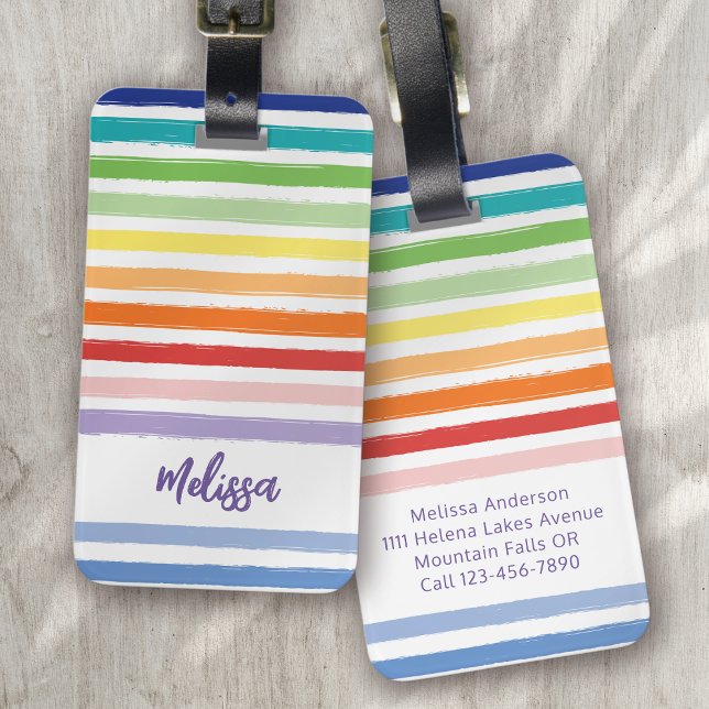 Rainbow Stripe Monogram Luggage Tag (Creator Uploaded)