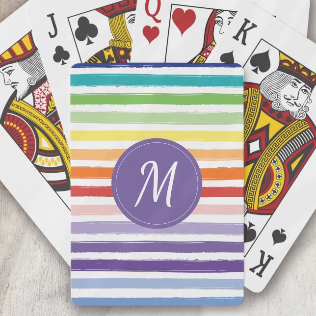 Rainbow Stripe Monogram Playing Cards (Creator Uploaded)