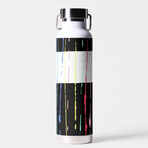 Rainbow Stripe on Black Water Bottle