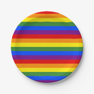 Rainbow Stripe Pattern Pride Party Paper Plate