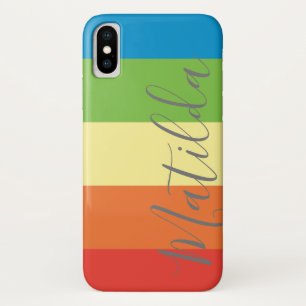 Rainbow Stripe Personalised Name iPhone X Case