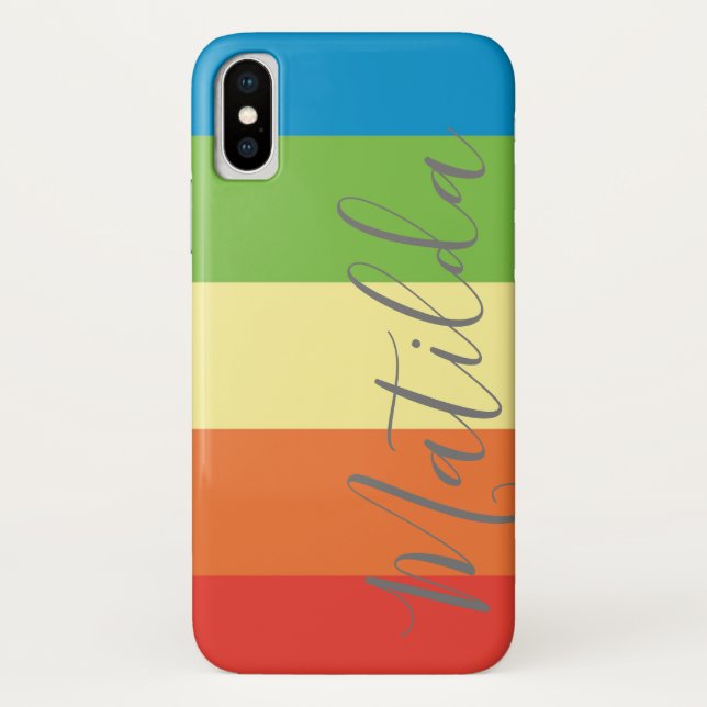 Rainbow Stripe Personalised Name Case-Mate iPhone Case (Back)