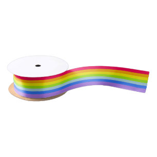 Rainbow stripe satin ribbon