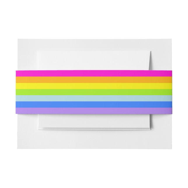 Rainbow stripe stationary belly band invitation belly band (Front Example)