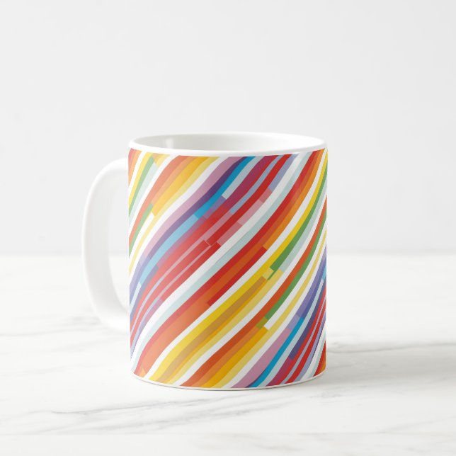 Rainbow Stripe Swirl Coffee Mug (Front Left)