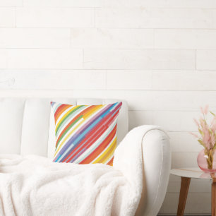 Rainbow Stripe Swirl Cushion