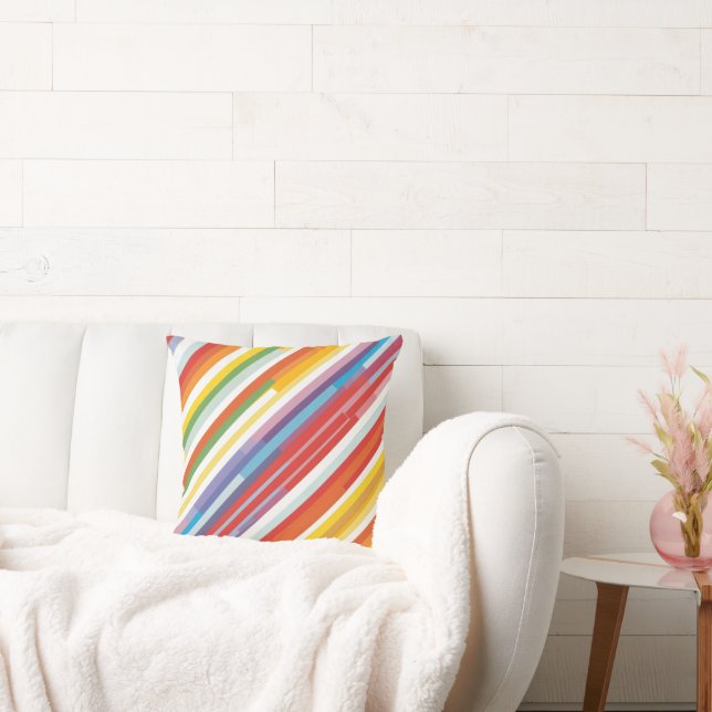 Rainbow Stripe Swirl Cushion (Couch)