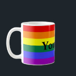 Rainbow Stripe with Custom Text Coffee Mug<br><div class="desc">This versatile and decorated mug is decorated in a rainbow pattern and is perfect for any time of the year. If you are celebrating pride month, love colour or are just into rainbows and looking for that pot of gold, this mug was made for you. The text can be easily...</div>