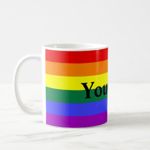 Rainbow Stripe with Custom Text Coffee Mug