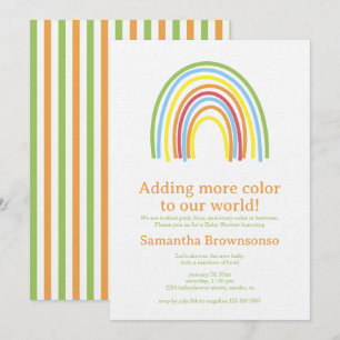Rainbow Striped Baby Shower Invitation