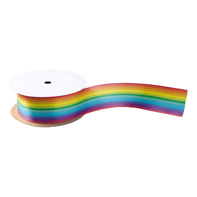 Rainbow Striped Bold Rainbowcore Decora Kei Satin Ribbon (Spool)