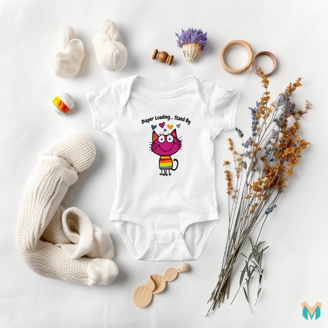 Rainbow Striped Cat Art Baby Bodysuit (Creator Uploaded)