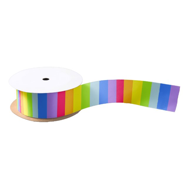 Rainbow striped colourful red ribbon satin ribbon (Spool)