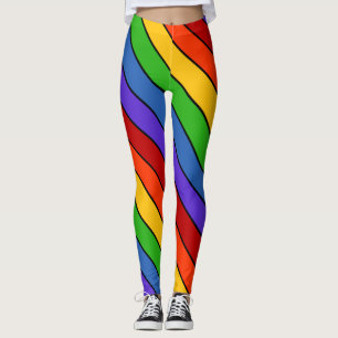 Rainbow Striped Diagonal Leggings