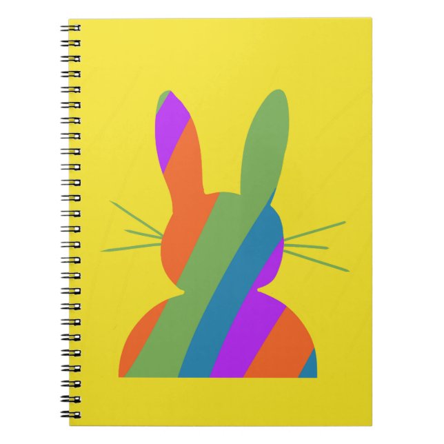 Rainbow striped Easter Bunny Notebook (Front)