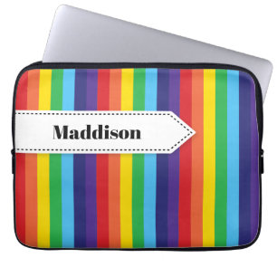 Rainbow Striped Electronics Sleeve with Name