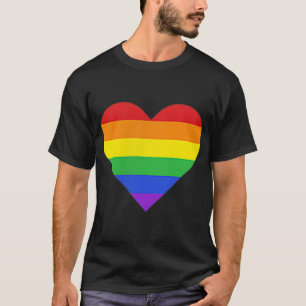 Rainbow Striped Heart Subtle LGBT Pride Month Gay T-Shirt