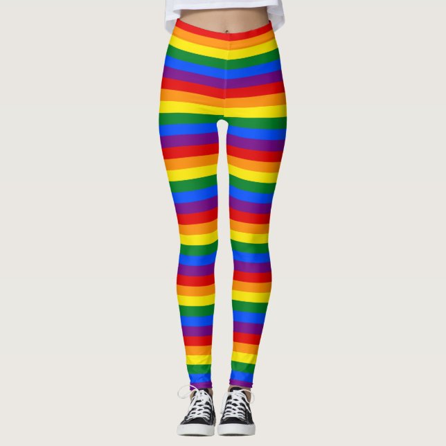Rainbow Striped Leggings (Front)