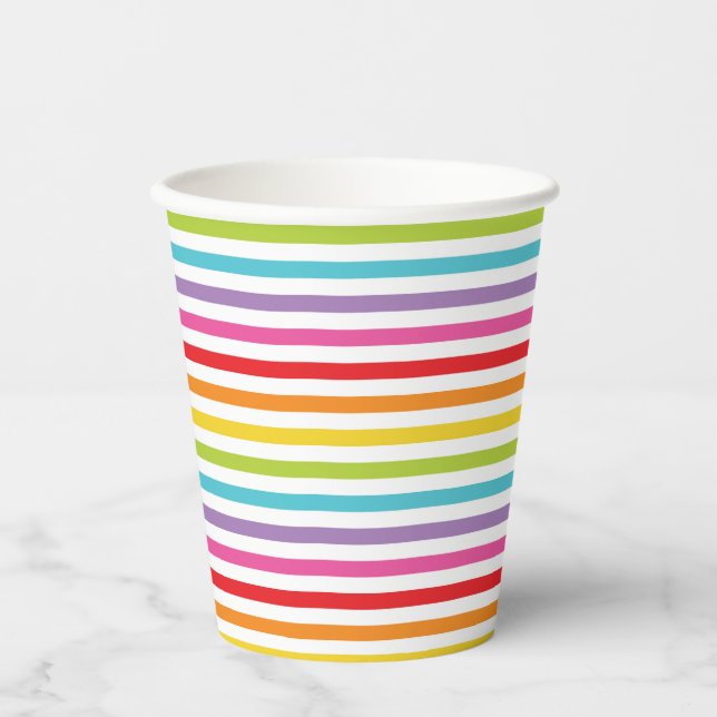 Rainbow Striped Party Paper cup (Front)