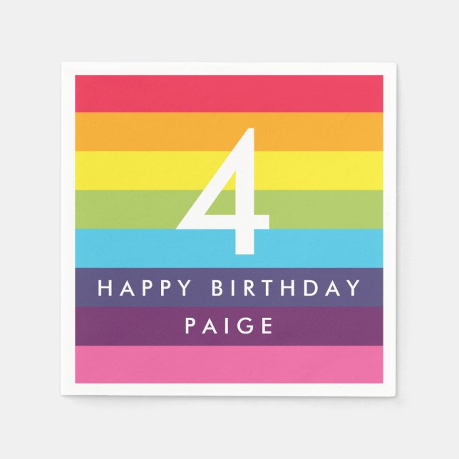 Rainbow Striped Personalised Napkins (Front)