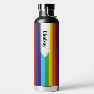 Rainbow Striped Personalised Water Bottle