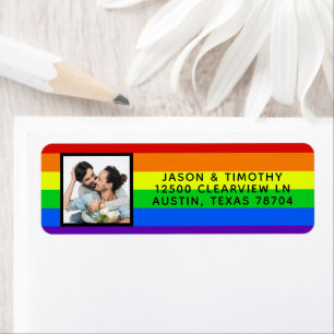 Rainbow Striped Photo LGBTQ Gay Pride Wedding